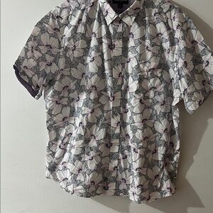 Johnston & Murphy White and Light Pink Floral Short-Sleeve Button-Down